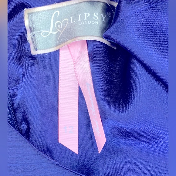 LIPSY LONDON Women’s Navy chiffon dress with sparkle- 12 - Picture 4 of 5